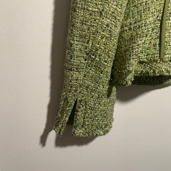 Talbots Collarless Tweed Blazer Eyelash Fringe Trim Preppy Old Money - Size 4 - Picture 12 of 12